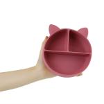 Food Grade Silicone Baby Cat Divided Plate Feeding Bowl Cartoon Fox Dishes