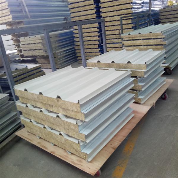 960mm building panels 50mm fireproof rock wool sandwich roof board with steel