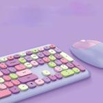 Macaron Round Keyboard Lipstick Girl Wireless Mouse Punk Office Suite For