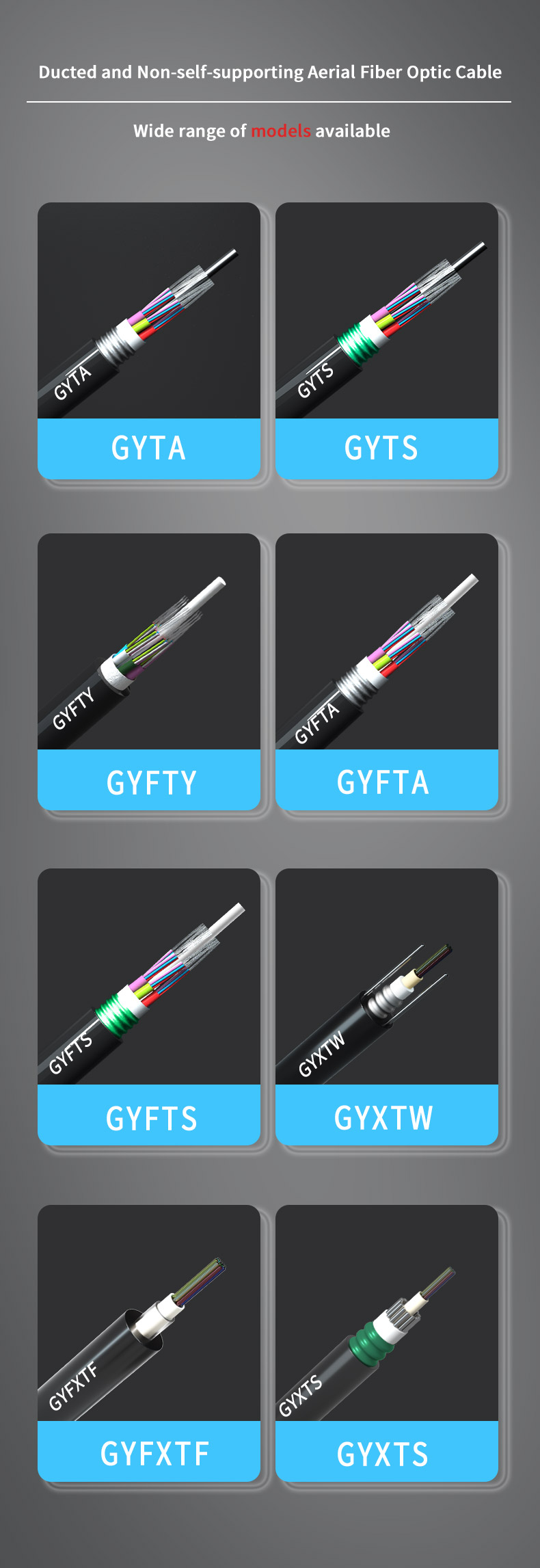 Fiber Optic Cable for Telecom Communication 2-288 Cores Outdoor Non Metal G652D GYFTY