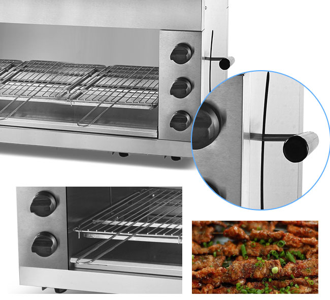 9KW Commercial 2 Racks Gas Salamander 3/6 burner Stainless Steel Meat Grill Machine for Hotel