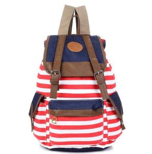 Quality Male and female striped canvas shoulder bag student backpack bags withdraw wholesale