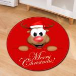 80cm red Round Santa Claus Elk Christmas Festive Floor Mat Anti SlipCircular