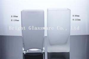 Quality frosted square glass candle holder, tall candle holder sale wholesale