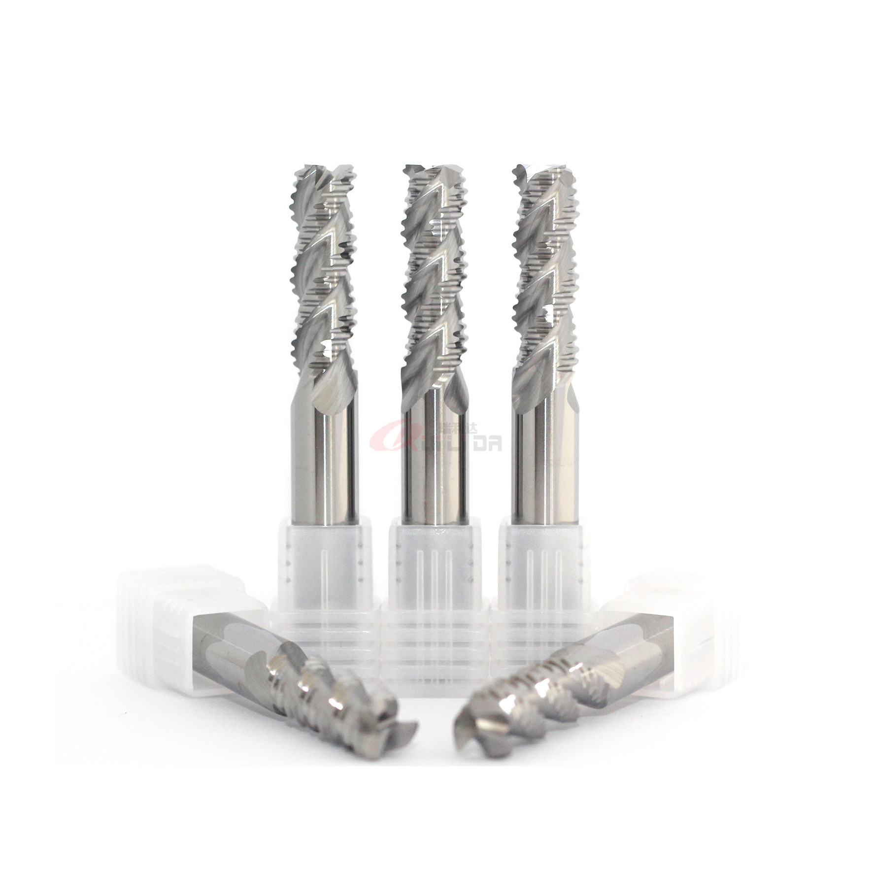 3/8" 5/16" 8mm Solid Carbide Roughing End Mill Coating For Aluminum 3 Flutes HRC50