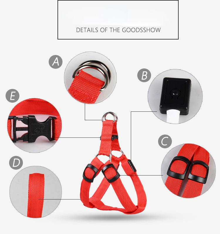 LED Night Dog Harness Vest Rechargeable USB Reflective Design Adjustable Leash Outdoor Walks
