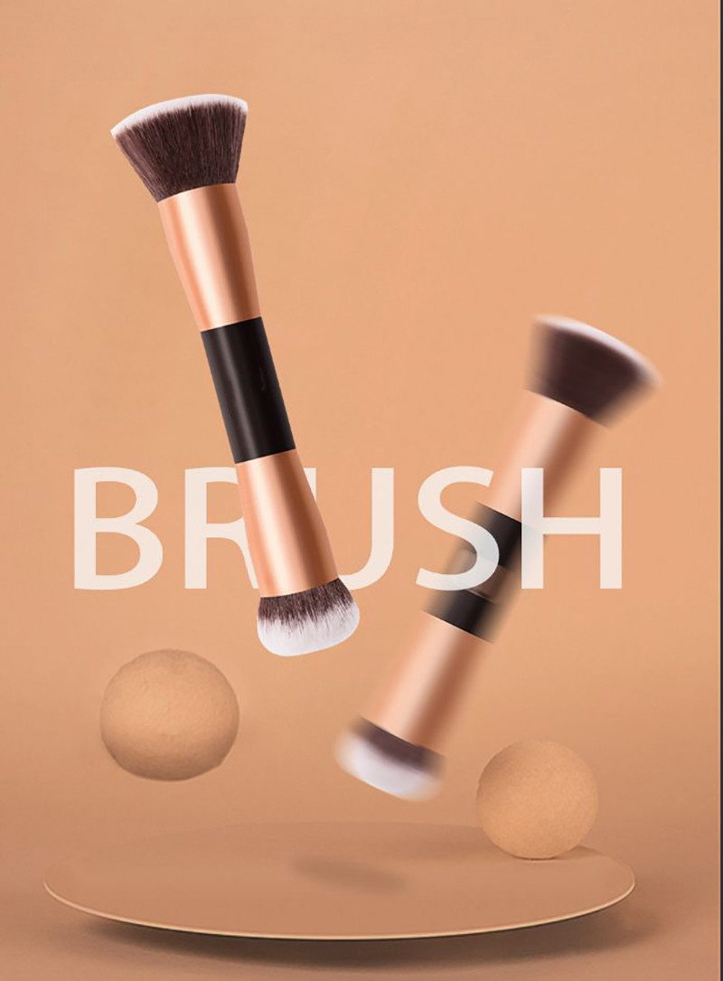 152cm Length ISO9001 Double Headed Makeup Brush Gold Handle Synthetic