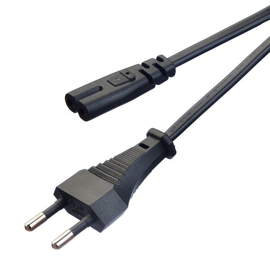 Commercial Direct 2.5A 2 Pin Plug Power Cords Black Kettle Plug with IEC60320 C7 Connector VDE Power Cord