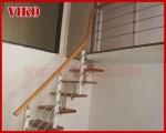Steel Cable Stair VK91SC WoodenHandrail Treed American Oak Carbon Powder-coate
