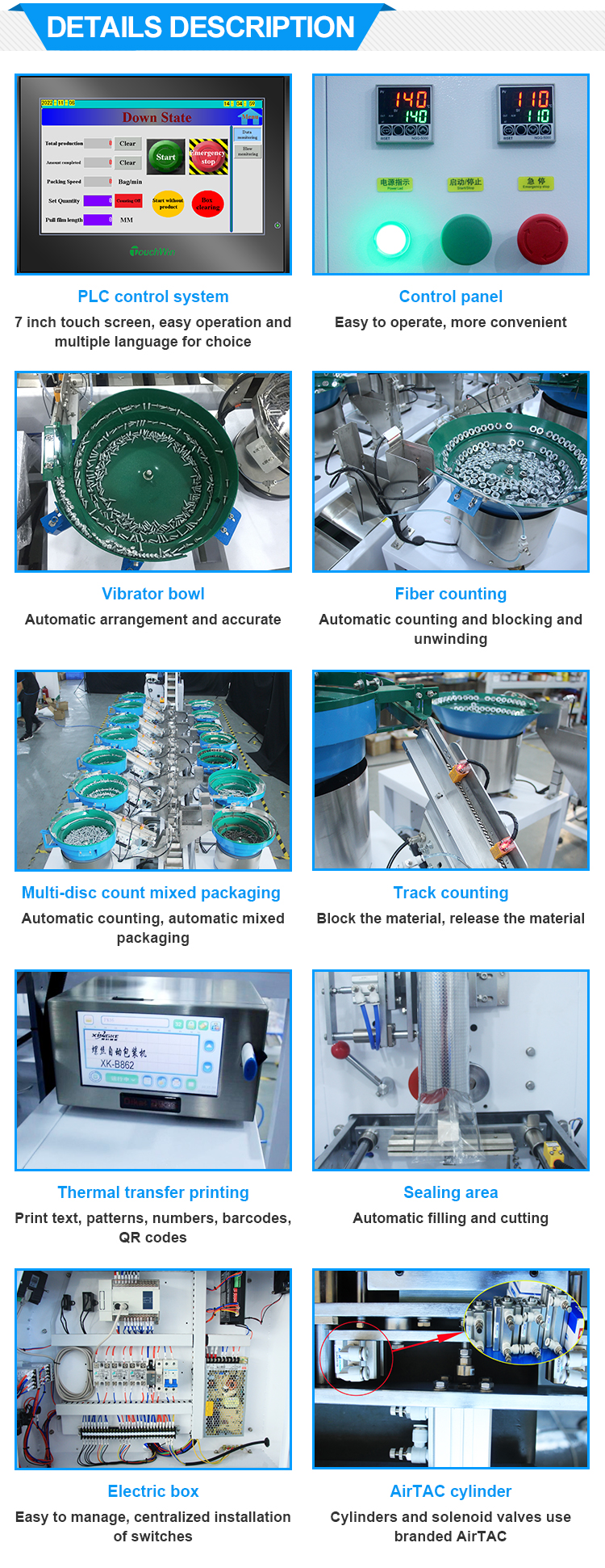 Automatic Equipment 16 Drums Hardware Parts Fastener Nut Bolt Automatic Packing Machine