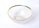 Round Golden Rim 33cm Embossed Crystal Glass Plates Transparent Homemade