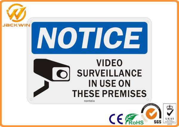 Notice Rectangle Aluminum Video Surveillance Sign Cctv Security Alert 0.4mm