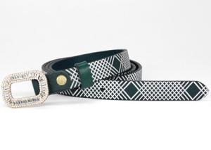 Quality 1.8cm Ladies Skinny Full Leather Belt Glass Stone Buckle wholesale