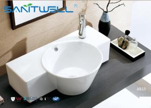 Quality AB10 Wash Basin White Color Round Counter Top Ceramic Art Basins Vanity Bowl Bathroom wholesale