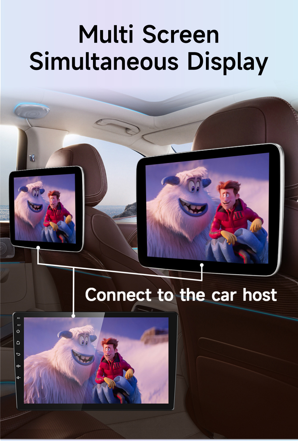 IPS Android Tablet Touch Screen Car Rear Seat Player Online Video Play Store AUX Port