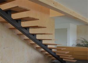 Quality Easy Assembling Modern Straight Staircase , Steel Wood Stairs For Public Project wholesale