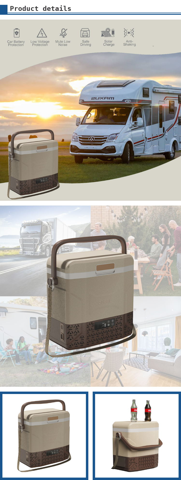 Car Fitment Supply Portable Freezer 12V 24V Camping Refrigerator With Solar Panel