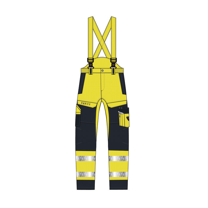 Tomax F00B034 Rich Cotton HIVIS Electric Arc Flash Protective Bib Trousers Adhering To IEC61482 Standard