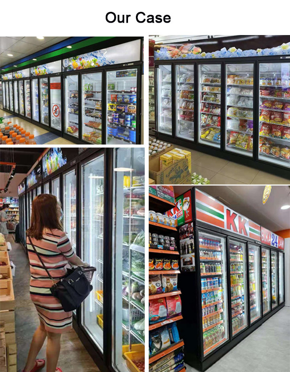 Supermarket Beverage Milk Refrigerated Display Rack Glass Door Cold Storage Room