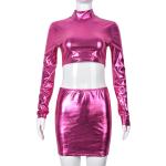 Metallic Shiny Sexy Women'S Casual Dress Midriff-Fitting Party T-Dress Buttock