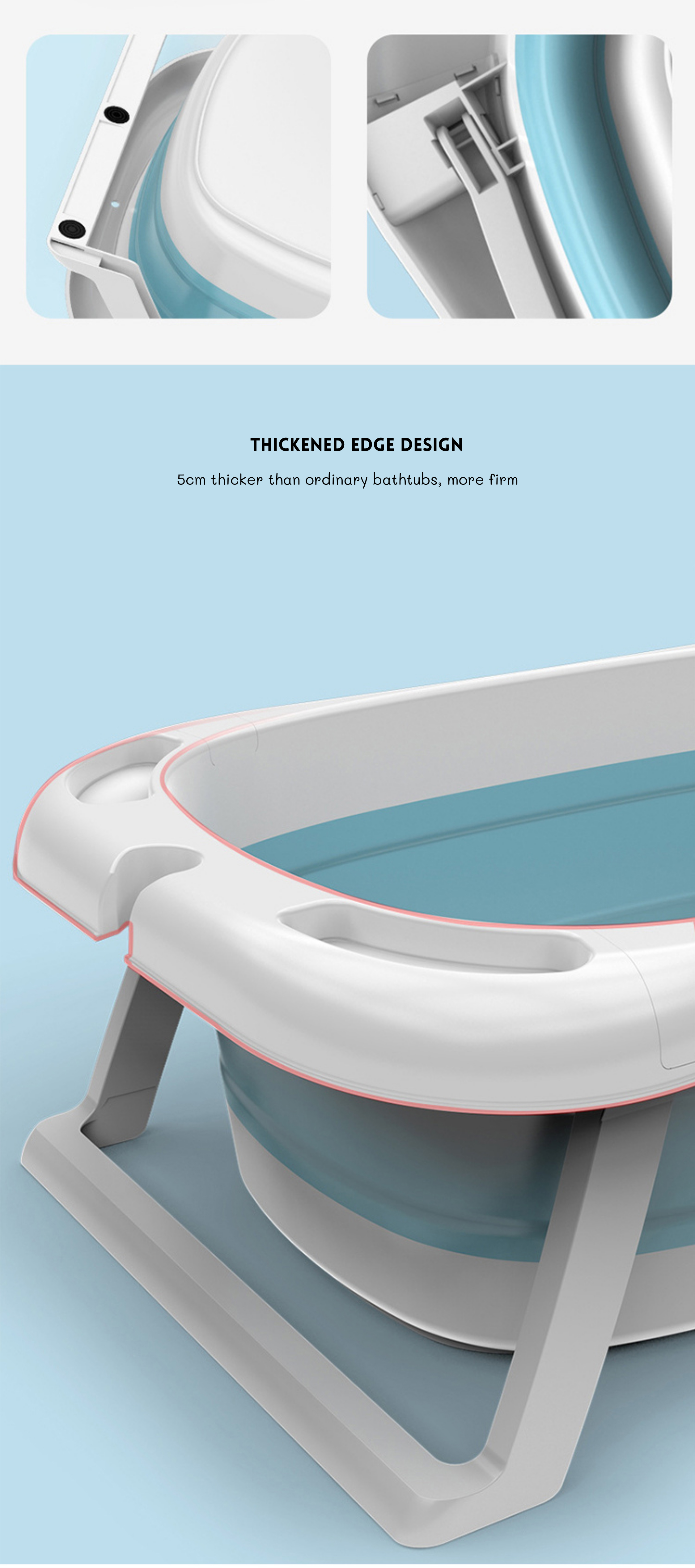 85*53*25cm Open Size Foldable Baby Bathtub With Stand Durable And OEM/ODM Support