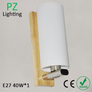 Quality Wall mounted wood lamp with round glass shade white color,E27 LED bulb available CE/ROHS wholesale