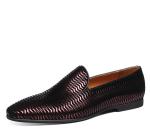 Brown Italian Leather Loafers Mens Woven Leather Loafers with Wave Pattern