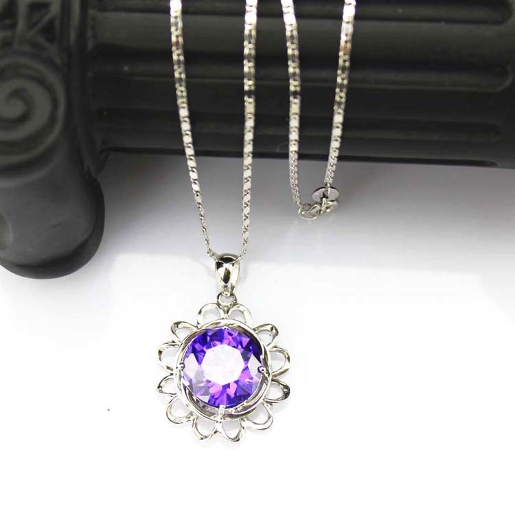 Sterling Silver Garnet Cubic Zirconia Pendant with 925 Silver Chain Necklace (PSJ01900)