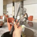 Stainless Steel Flatware Set Silverware Fork and Spoon Kitchen Metal Dinnerware