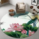 Plant And Flower Round Polyester Fiber Floor Carpet For Sofa And Living Room