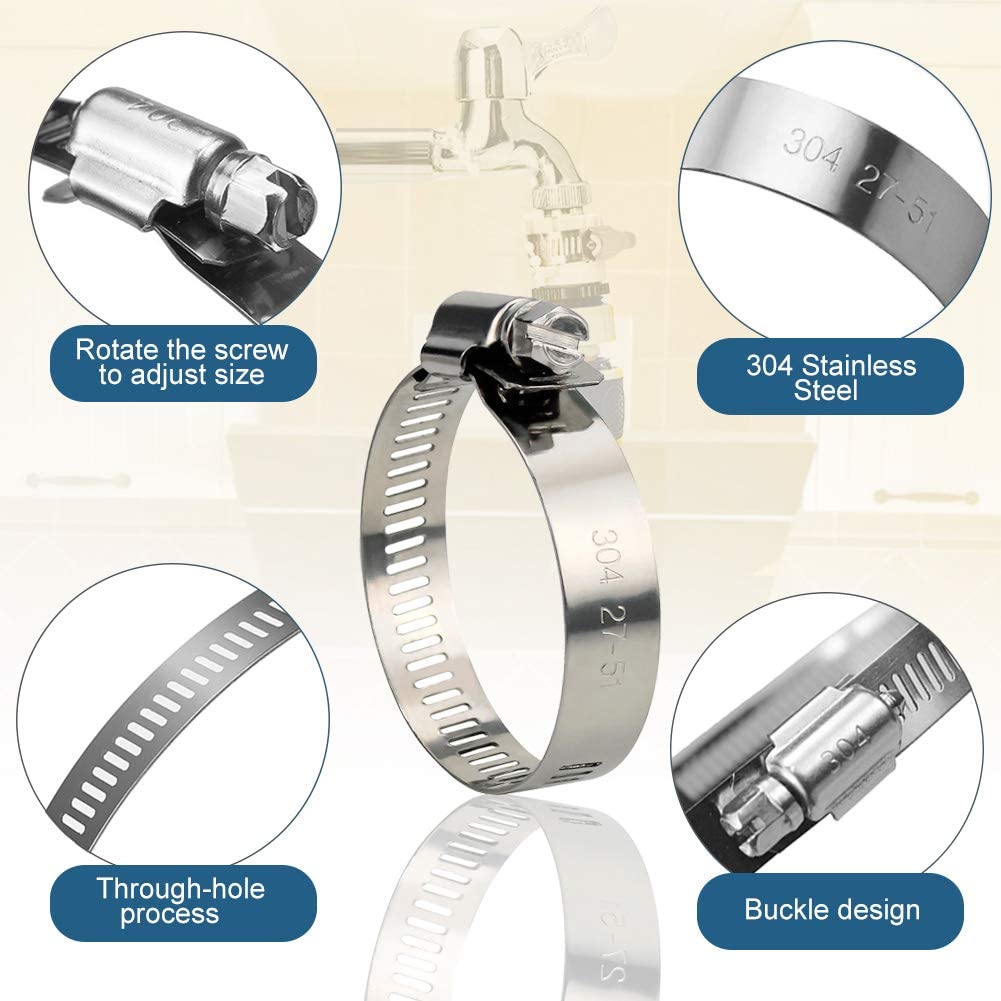 16-300mm INCH Measurement System Stainless Steel Pipe Clamp with Slotted Head Screw Hose Clamp Standard or Nonstandard