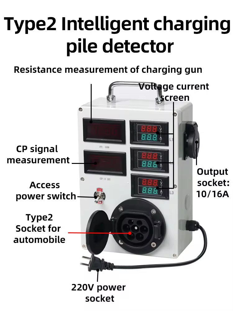 CE Approved Portable EV Charger Tester For Type 2 EV Vehicle Charger