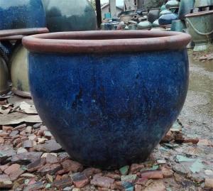 Quality Ceramic 32cmx27cm Green Rustic Outdoor Plant Pots wholesale