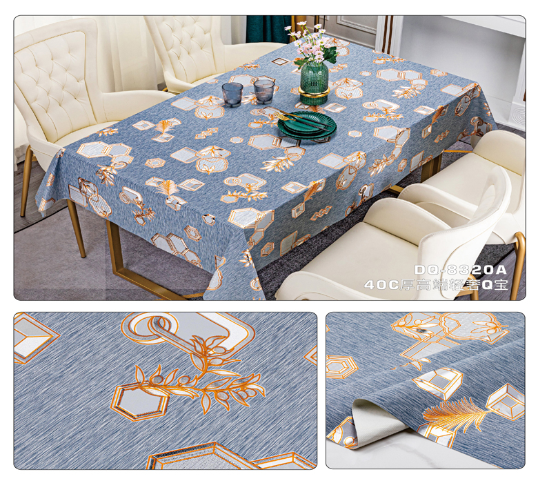 Printing Pattern Waterproof PVC Polyester Tablecloth Cover Roll for Rectangular Table