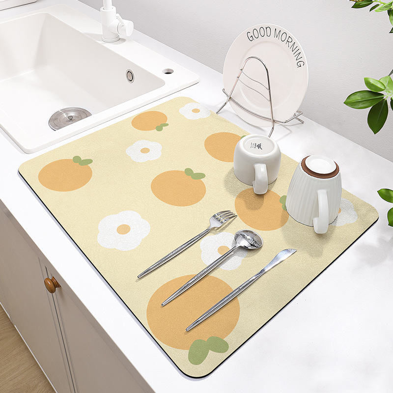 Deep Dish Super Absorbent Mat for Quick Drying and Easy Cleaning on Kitchen Counters