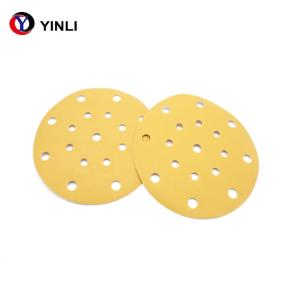 Quality Yellow Aluminum Oxide Sanding Discs 17 Holes 6 Inch Sticky Back Sandpaper wholesale