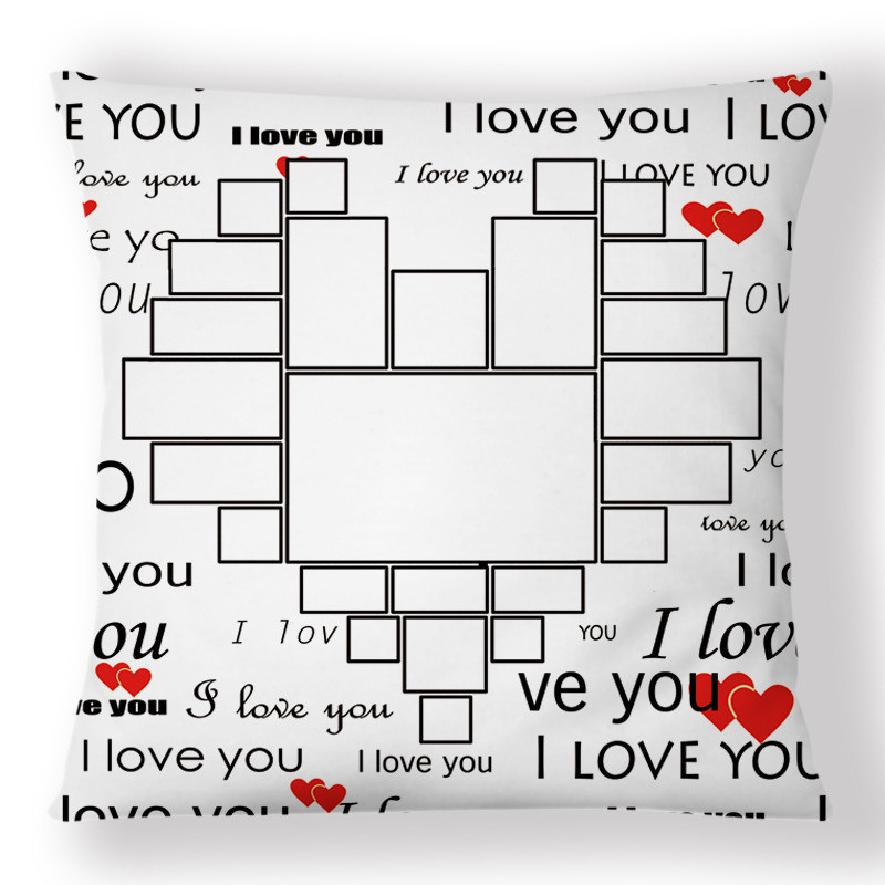 Personalized Sublimation Pillow Cover With Big Heart For Valentine's Day