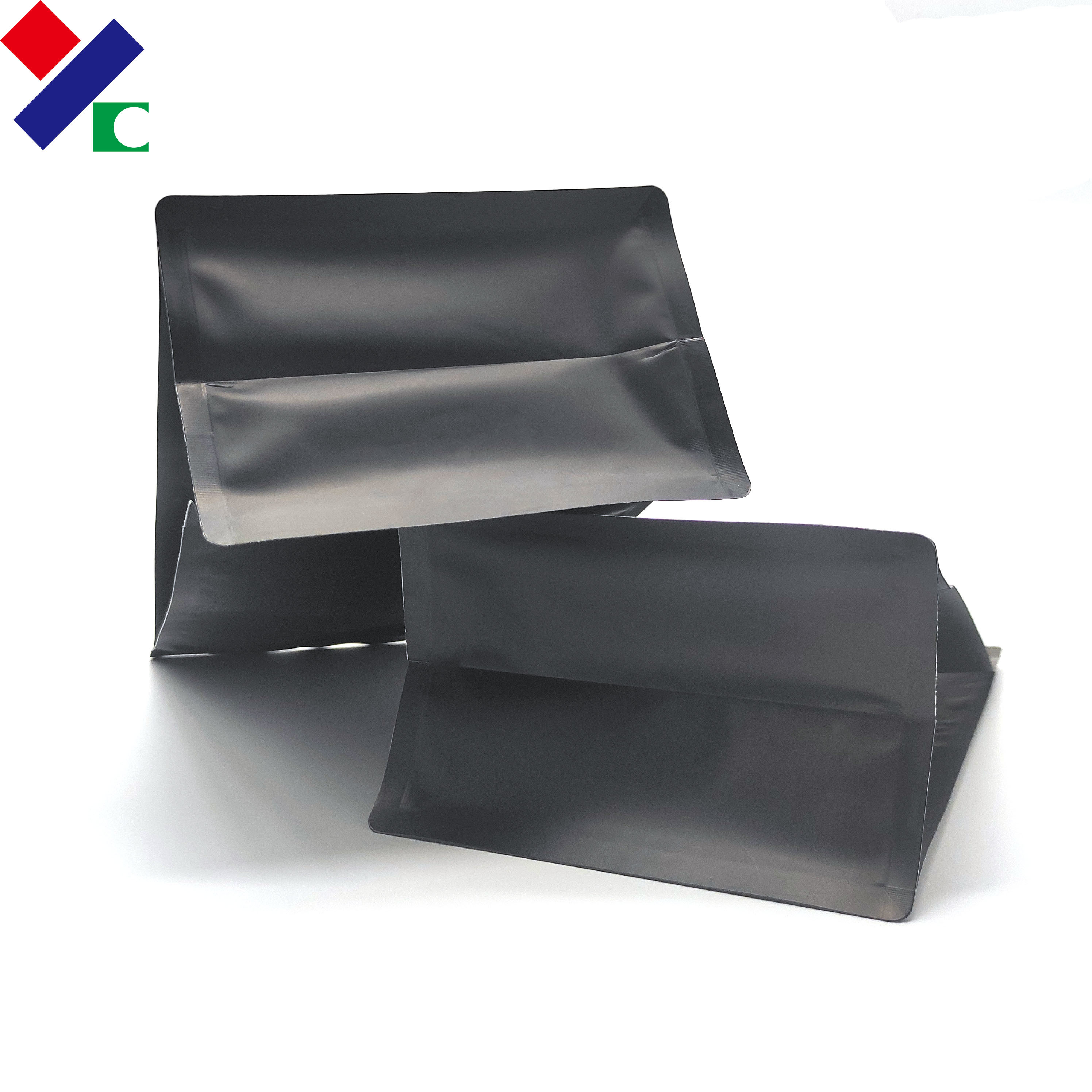 250g Flat Bottom Front Zipper Kraft Paper Coffee Bag With Valve 100 Micron