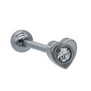 Quality Love Heart 316 Stainless Steel Barbell Tongue Ring Piercing Jewelry 16mm 14G wholesale