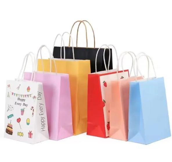 Plain Brown White Kraft Paper Bag With Twisted Handle Customized Paper Shopping