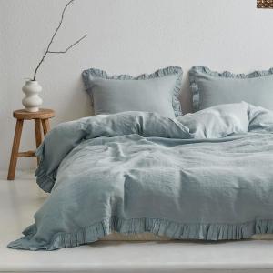 Quality 100TC Washed French Linen Duvet Cover Set Sustainable Anti Bacteria wholesale