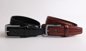 Quality FK11639 Crocodile Grain Mens Leather Dress Belt 3.5cm Width 100 - 140cm Length wholesale