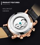 Black Dial Tourbillon Mechanical Watch Solid Stainless Steel Band