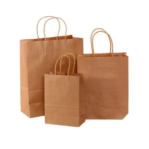 Quality Flexiloop Handle Customized Logo Accepted Kraft Paper Bags for Boutique Gift Shopping wholesale
