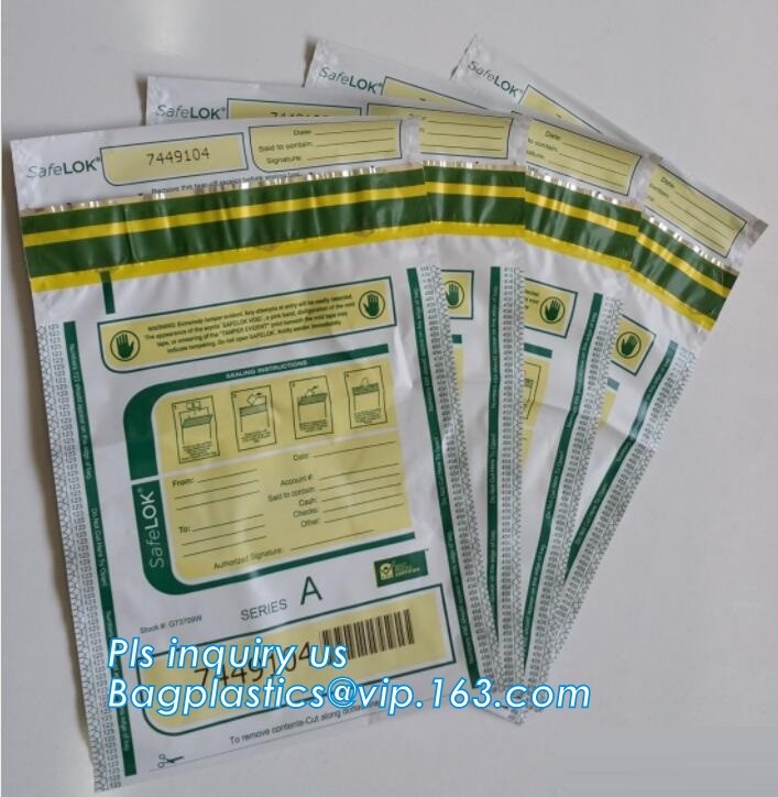 Opaque Tamper Evident Sealing Plastic Bank Money Steb Security Bag / Custom Self Adhesive Plastic Courier Bag, bagease