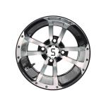 12'' 14'' Aluminum Golf Cart Wheels Machined Glossy Black ET -15 Offset