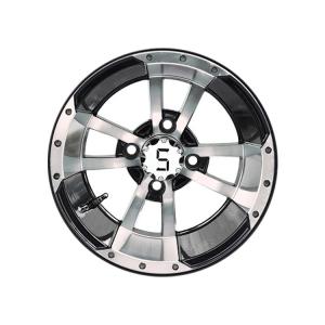 Quality 12'' 14'' Aluminum Golf Cart Wheels Machined Glossy Black ET -15 Offset wholesale