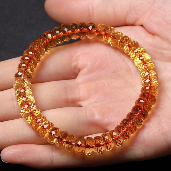 Natural Brazilian Yellow Crystal Bracelet Cut Faceted Faceted Polished Bracelet