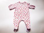 Snap front Baby Girl long sleeve footies Cherry Print