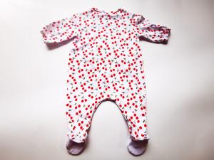 Quality Snap front Baby Girl long sleeve footies Cherry Print wholesale